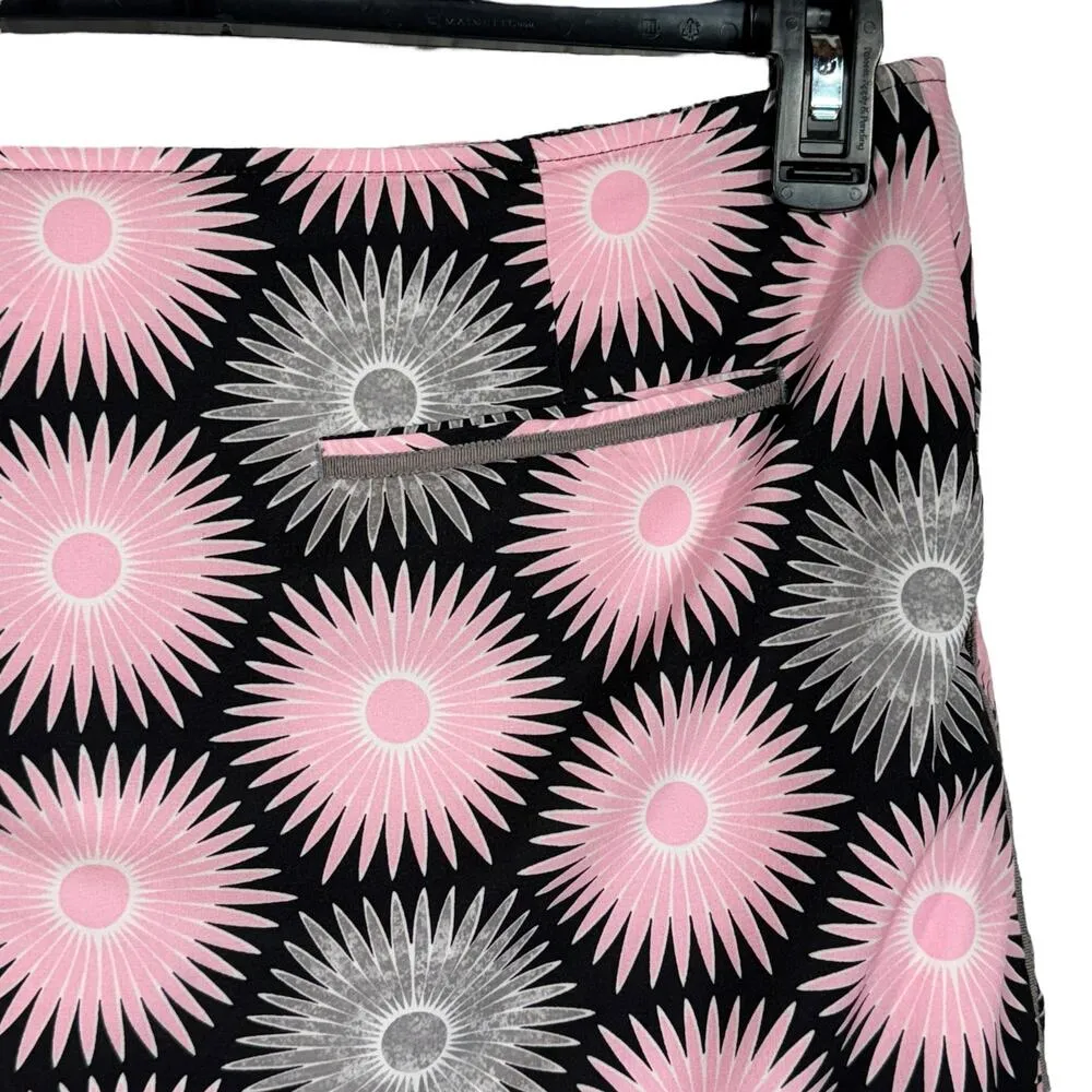 Golftini SZ 10 Nine and Wine Skort Geometric Pockets Stretch Slits Briefs Pink - Image 5