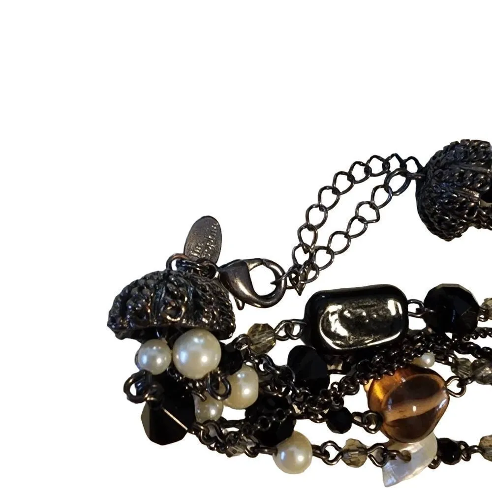 Lia Sophia Vixen Mother of Pearl, Crystal, Glass, Faux Pearl Multilayer Necklace - Image 4