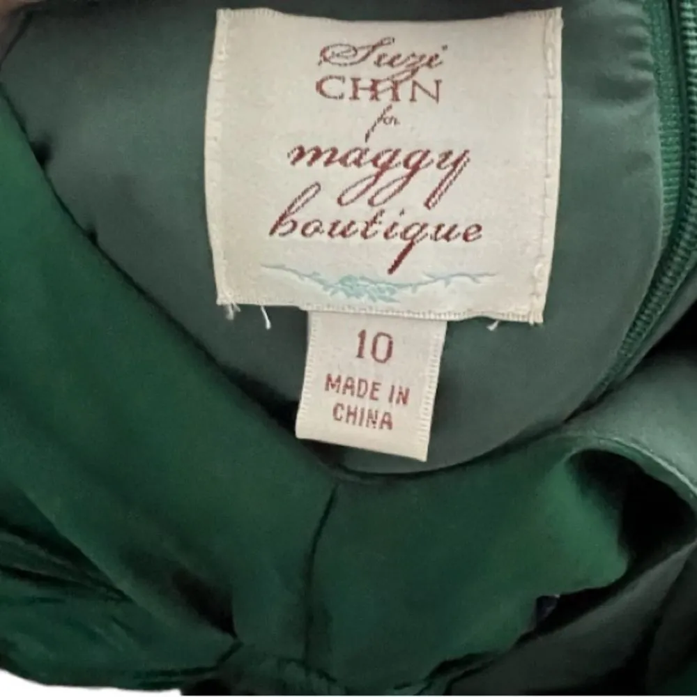 Suzi Chin  for Maggy Boutique Green Silk Dress - Image 5