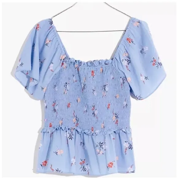 Madewell Smocked Flutter-Sleeve Top‎ in Aloha Floral Size XS NWT - Image 3