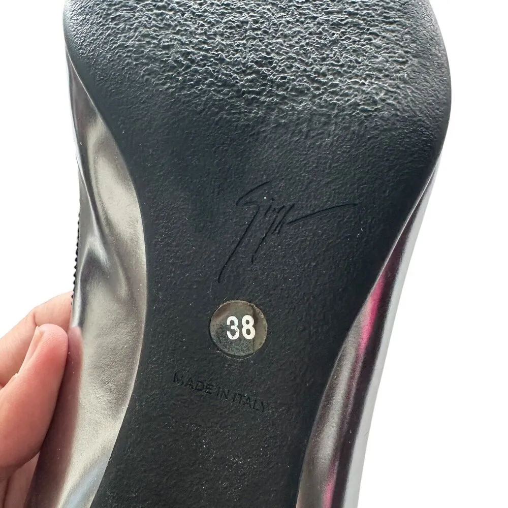 Giuseppe Zanotti Pointed Kitten Heel Metallic Iridescent silver size 38 US 8 - Image 7