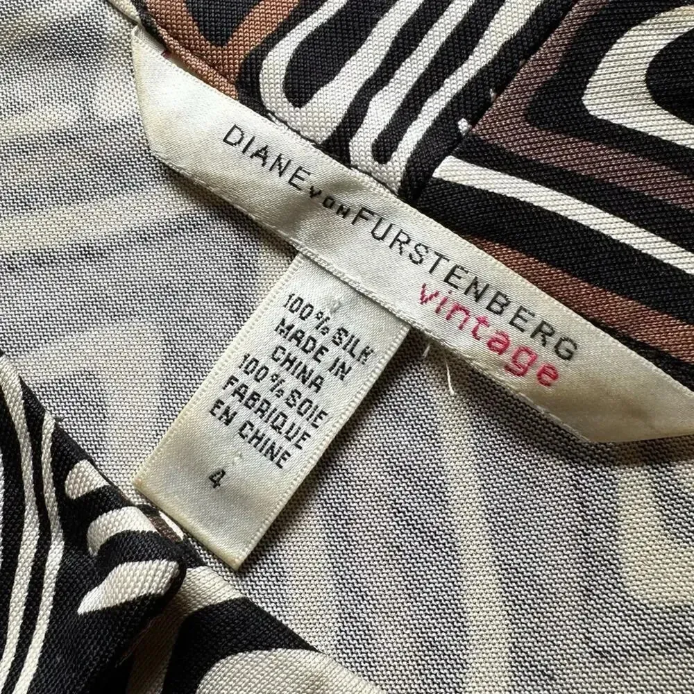 Diane Von Furstenberg Vintage 100% Silk Dress Size 4 - Image 5