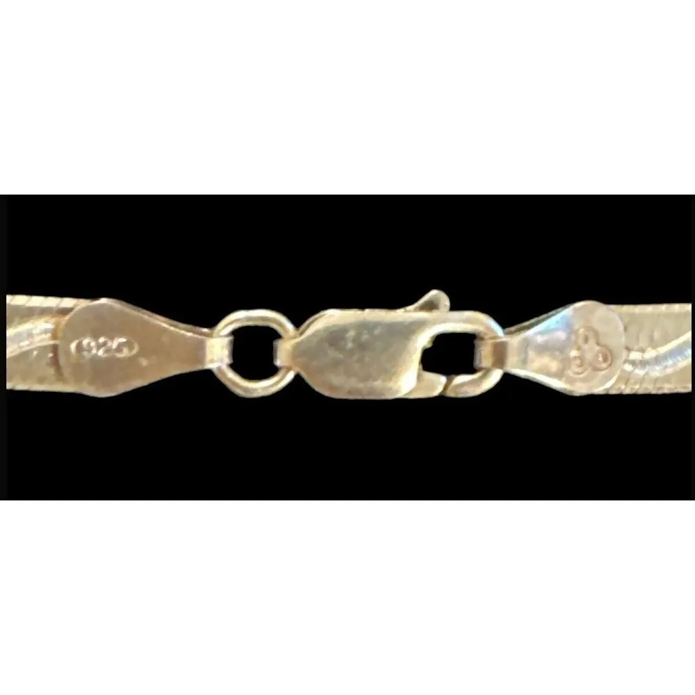 VTG  PIP 925 sterling & large oval shape amethyst/Onyx  pendant On Reverse chain - Image 7