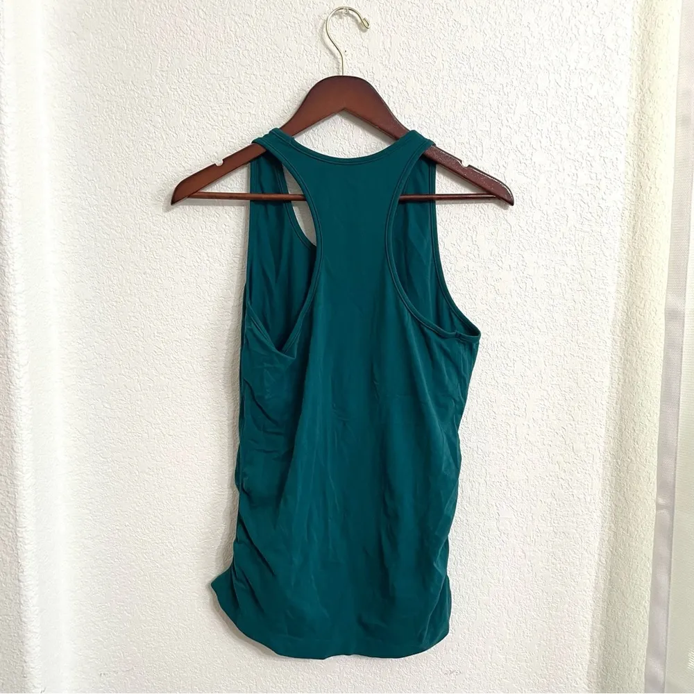 Athleta Womens Tank Top Teal Racerback Ruched Size Medium - Image 2