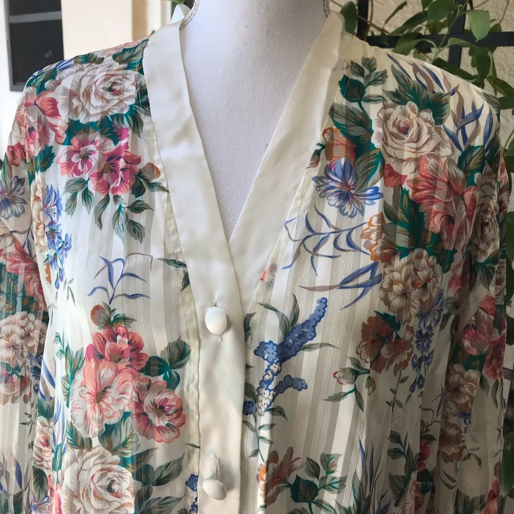 VTG Victorias Secret Gold Label Satin Sleep Night Shirt nightgown Floral - Image 2