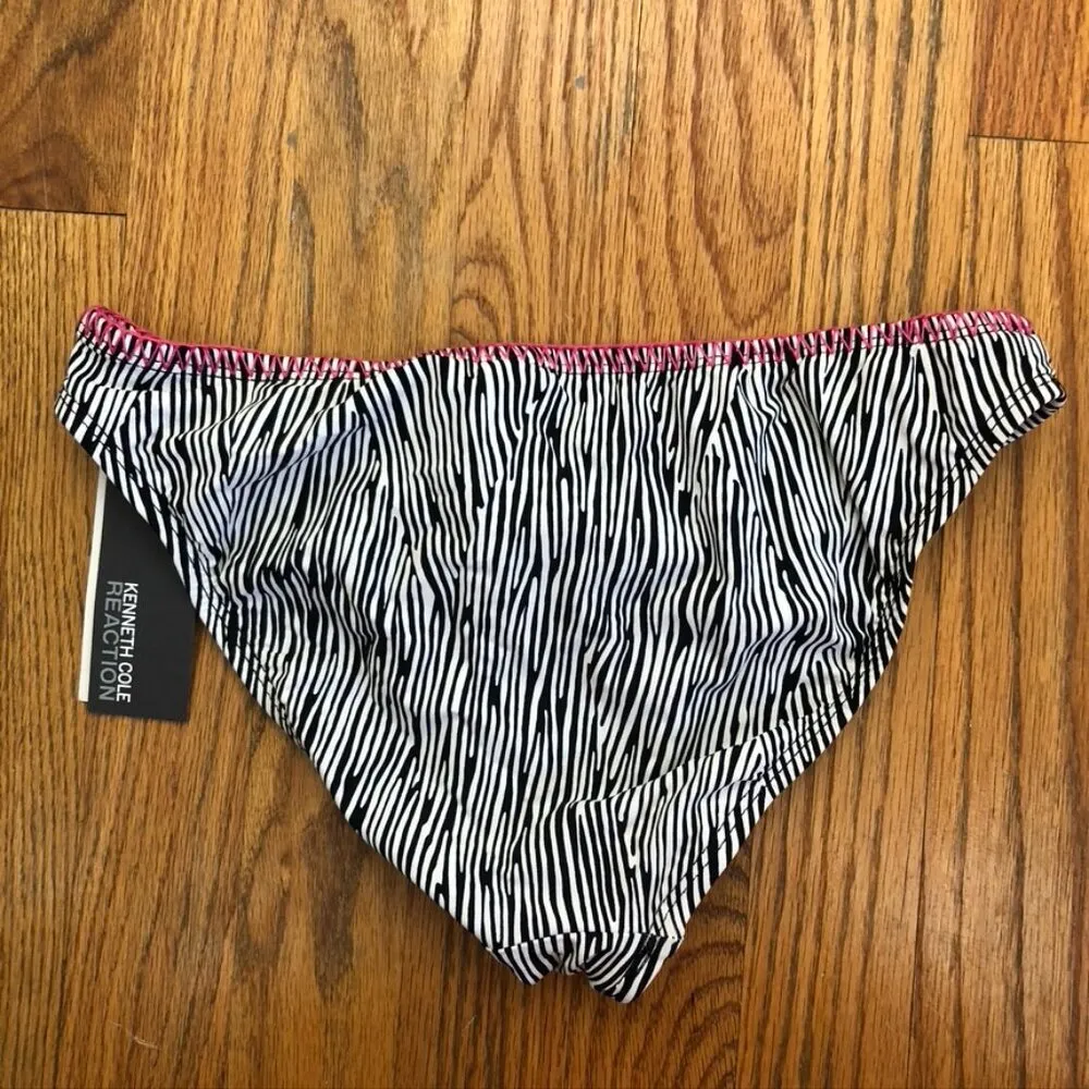 NEW NWT KENNETH COLE REACTION Black White Zebra Hipster Swim Bikini BOTTOM Small - Image 10