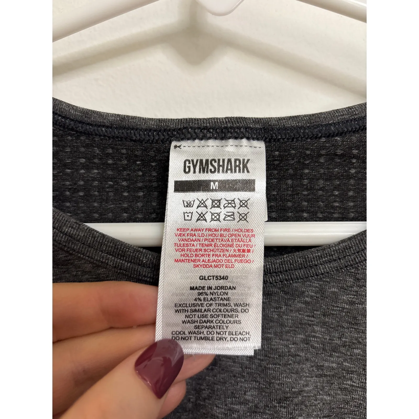 Gymshark Crop Top Womens Medium Charcoal Marl Vital Seamless 2.0 Long Sleeve - Image 3