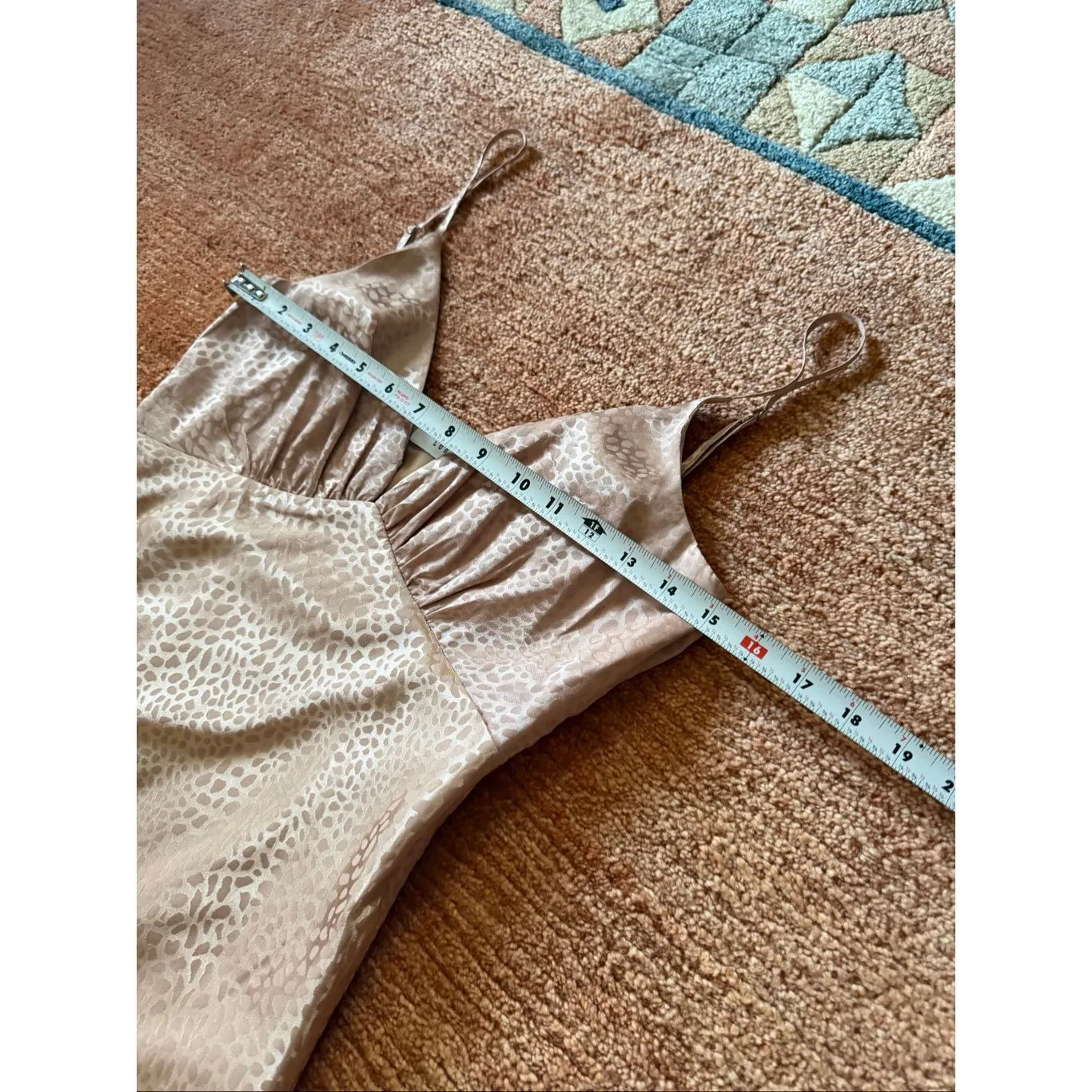 Lush Mocha Satin Leopard Print Slip Dress Adjustable Straps Size S - Image 6