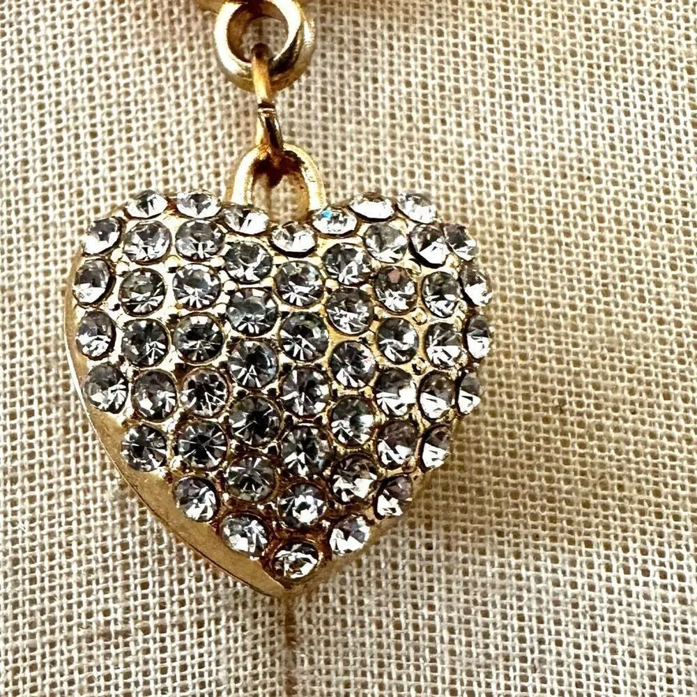 Silver/ gold tone rhinestone heart pendant necklace Silver - Image 7