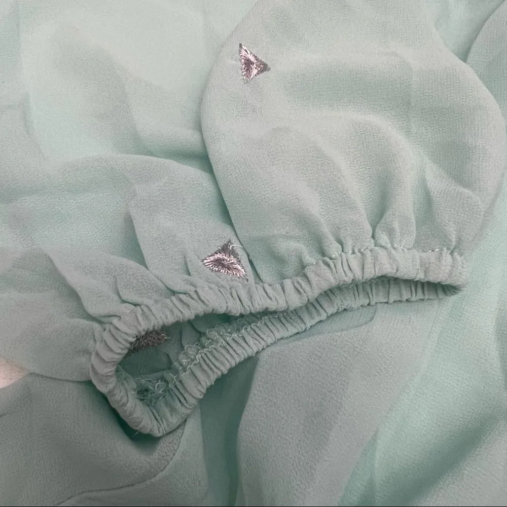 Hayden Los Angeles Sheer Turquoise Blouse - Image 6