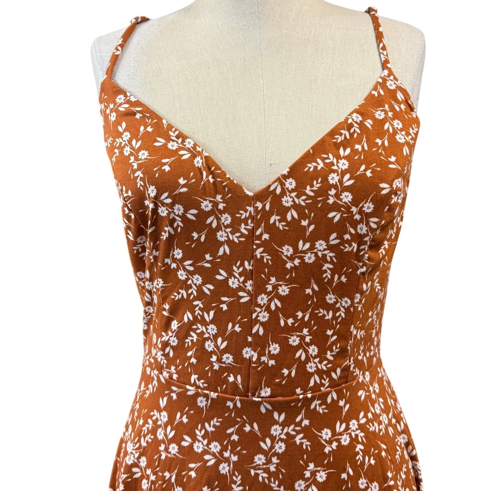 Nine Britton LP Mini Sundress Orange Soft Floral Cross Back Cottage Coquette - Image 2