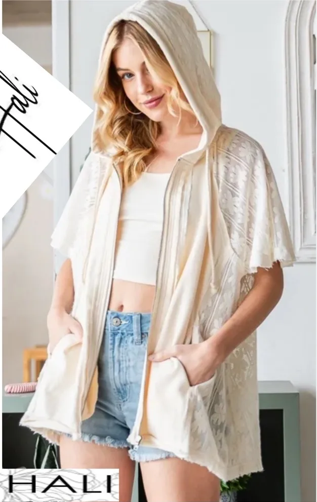 Olí & Hali oversized short sleeve zip up hoodie Size S - Image 2