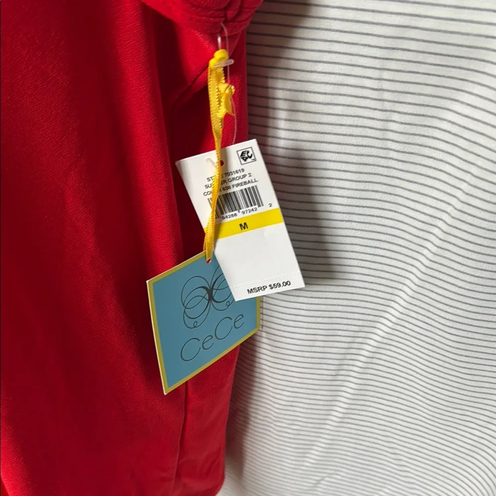 CeCe Red Ruffled Cap Sleeve Blouse - Image 3