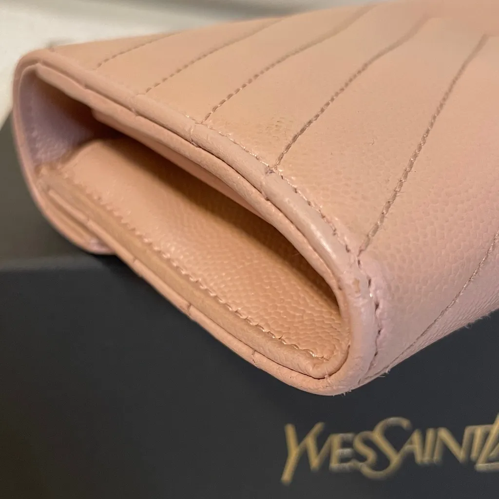 Yves Saint Laurent Blush Pink Leather Wallet - Image 6