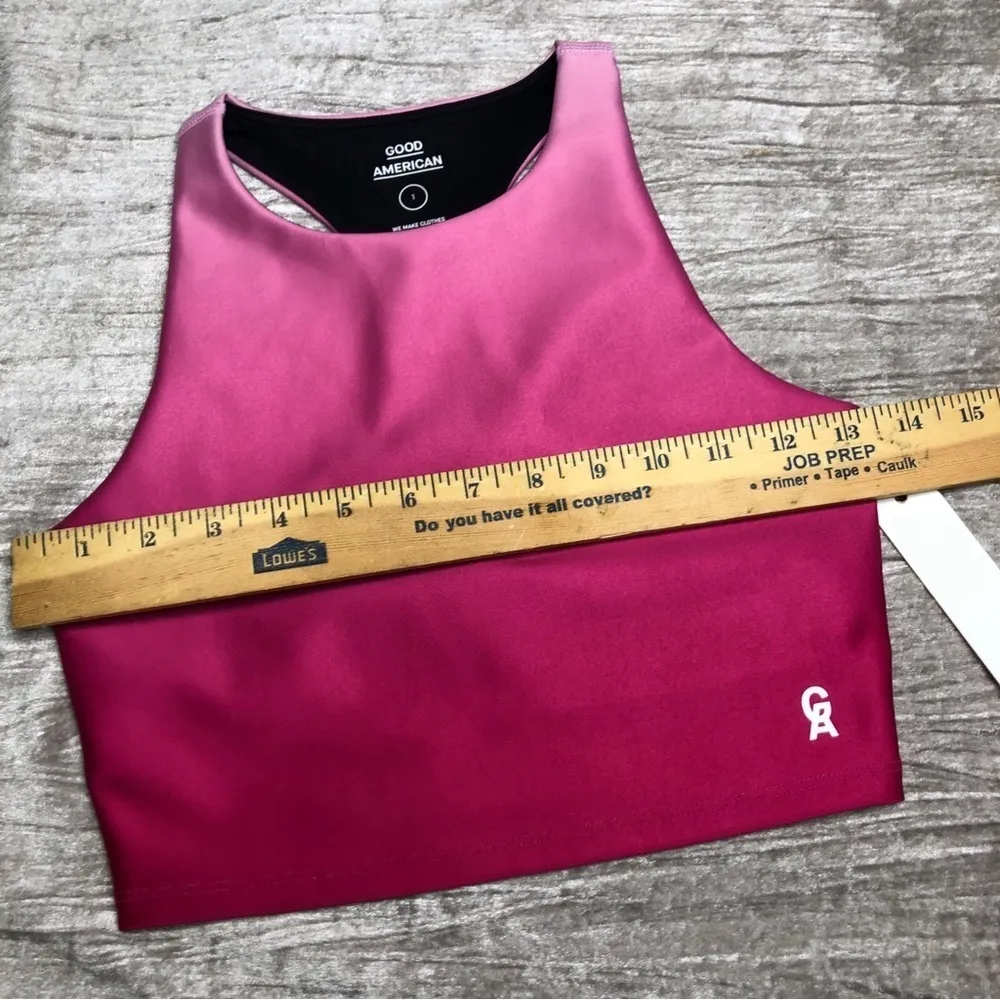 GOOD AMERICAN GA Sports Bra Ombré Pink Racerback size  1  Small Cropped Barbie - Image 9