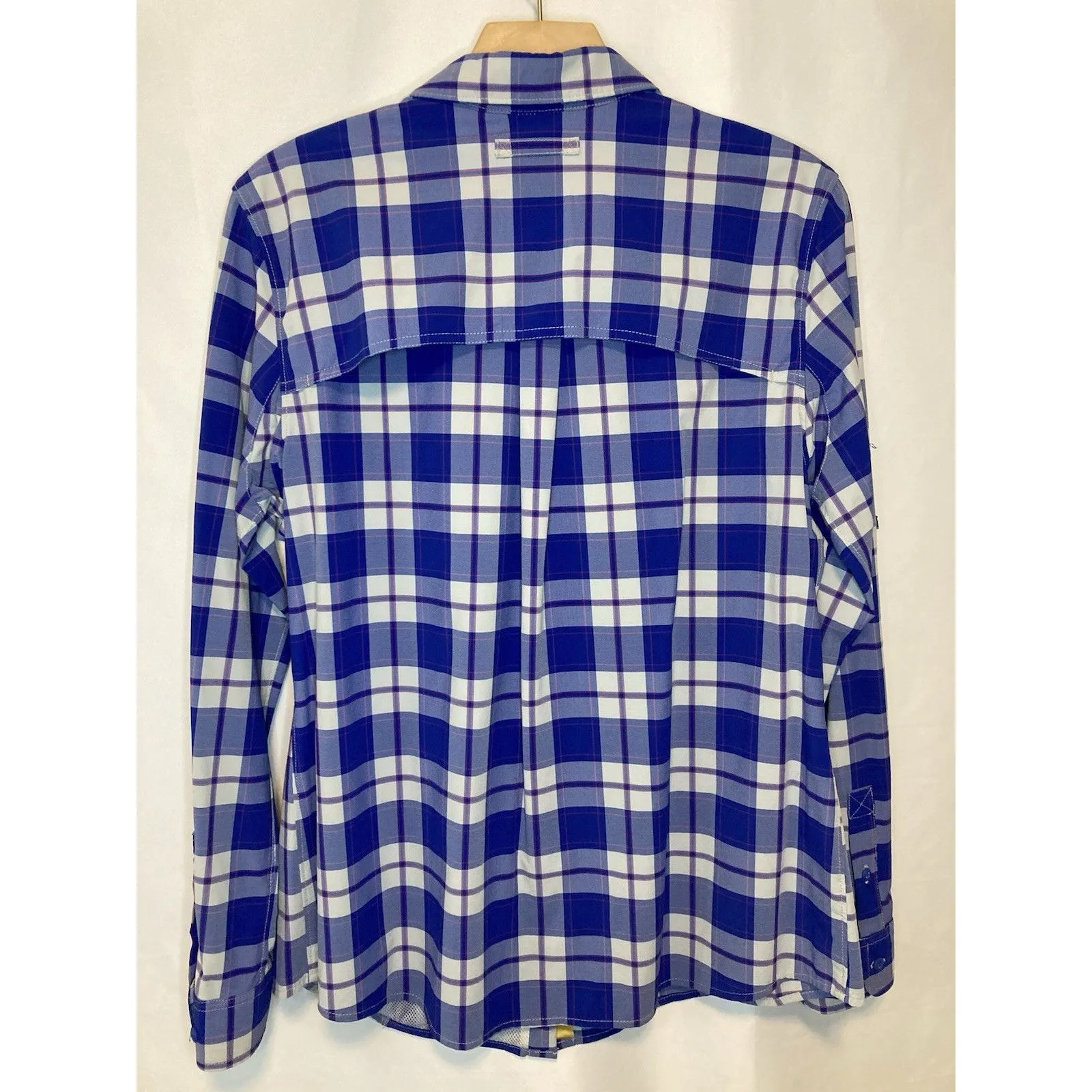 Duluth Trading Fisherman Plaid Shirt L Cabincore Womens Vented Button Up Blue Size L - Image 7