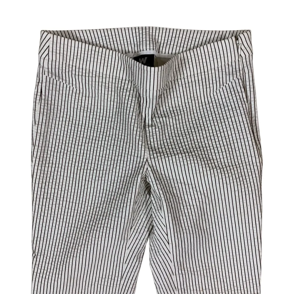 W‎ By Worth White Brown Pinstripe Pants 2 Slim Fit Stretch Career Classic - Image 2