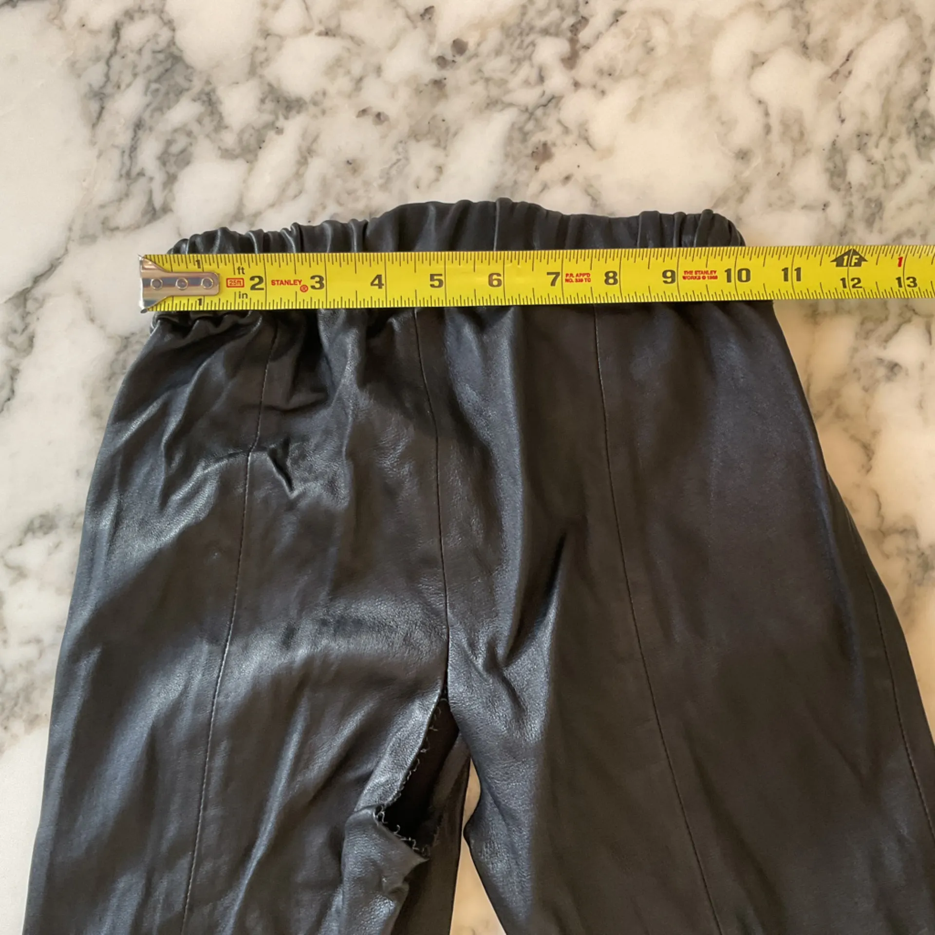 NWOT J Crew Collection Black 100% Leather Stretch Legging Sz 000 seam separated - Image 6