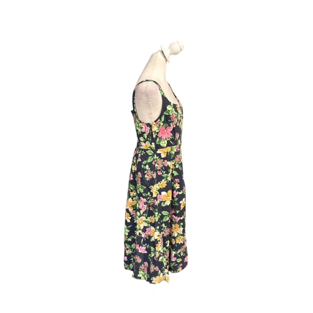 Old Navy Fit and Flare Linen Blend Midi Dress Floral Womens Large New With Tags - Image 4
