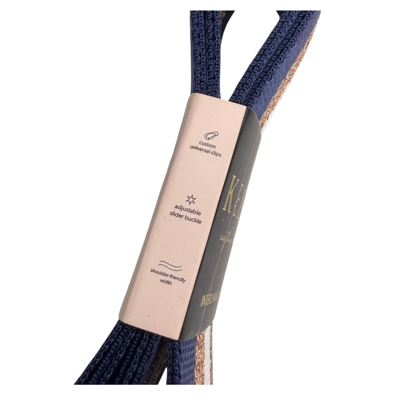 Kedzie BAG STRAP Racing Stripe Navy Blue Gold Hardware Crossbody Shoulder To 55" - Image 4