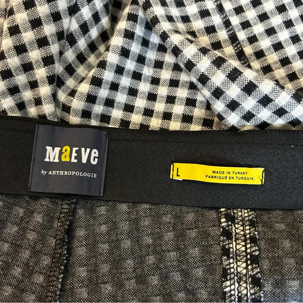 Maeve Black & White Gingham Checkered Wide Leg Pants Side Large - Image 4