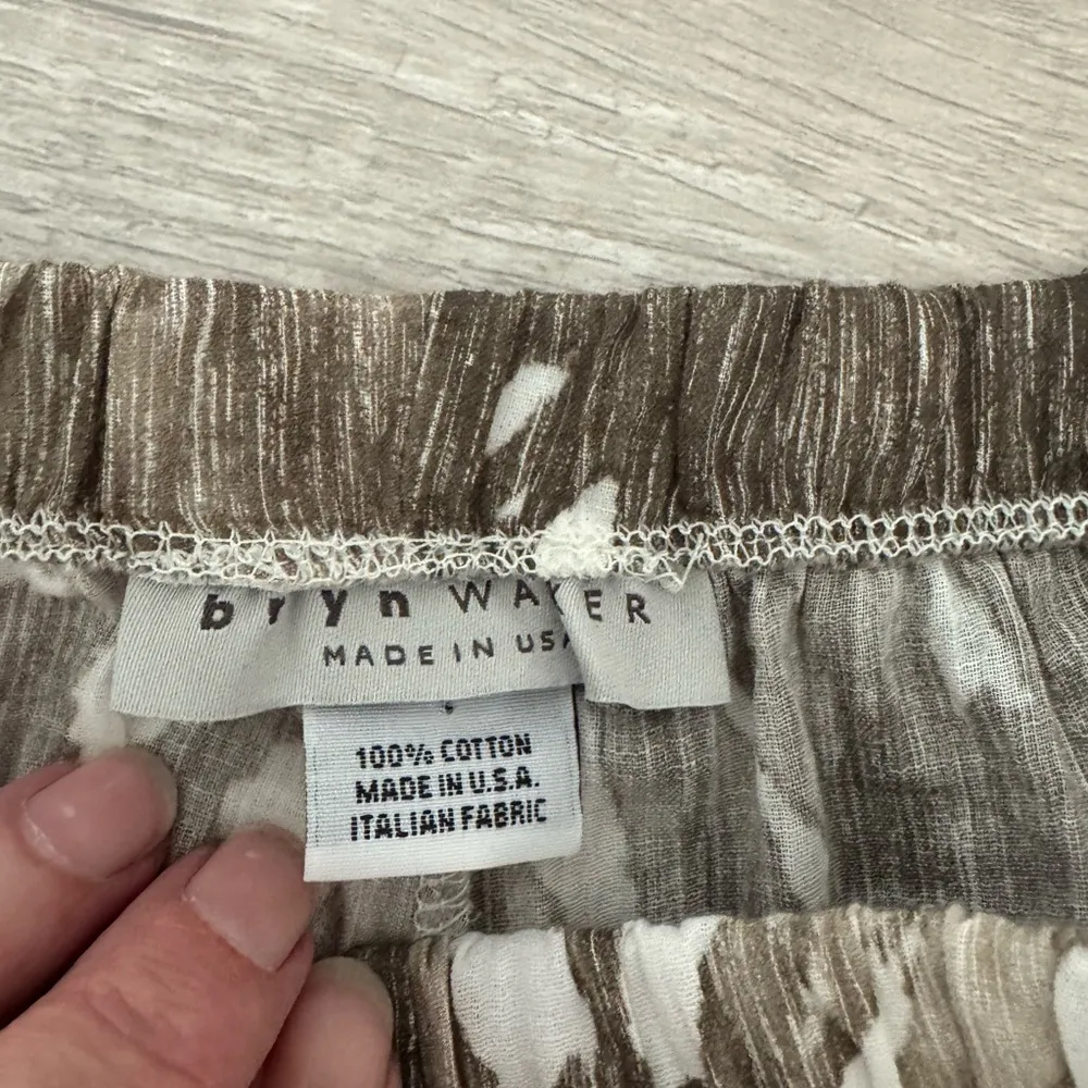 Bryn Walker 100% Cotton Sand Eli Pants Cropped Flowy Wide Leg Artsy Ikat Size XS - Image 9