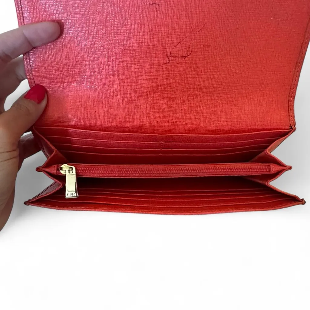 FURLA Babylon XL Continental Wallet Pink Salmon Saffiano Leather - Image 4