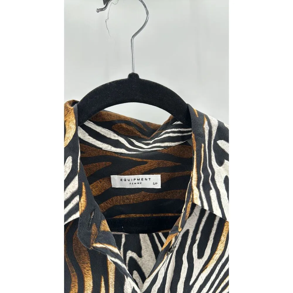 EQUIPMENT Reese Clean Zebra Print Silk Shirt Blouse bold statement versatile - Image 3