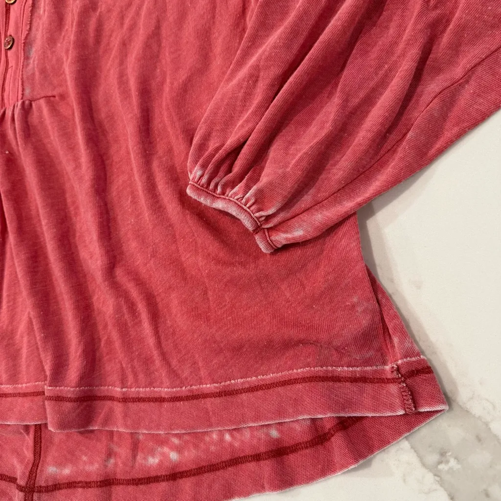 Free People We The Free Acadia Henley Top Women’s XS Oversized Vintage Red Boho - Image 4