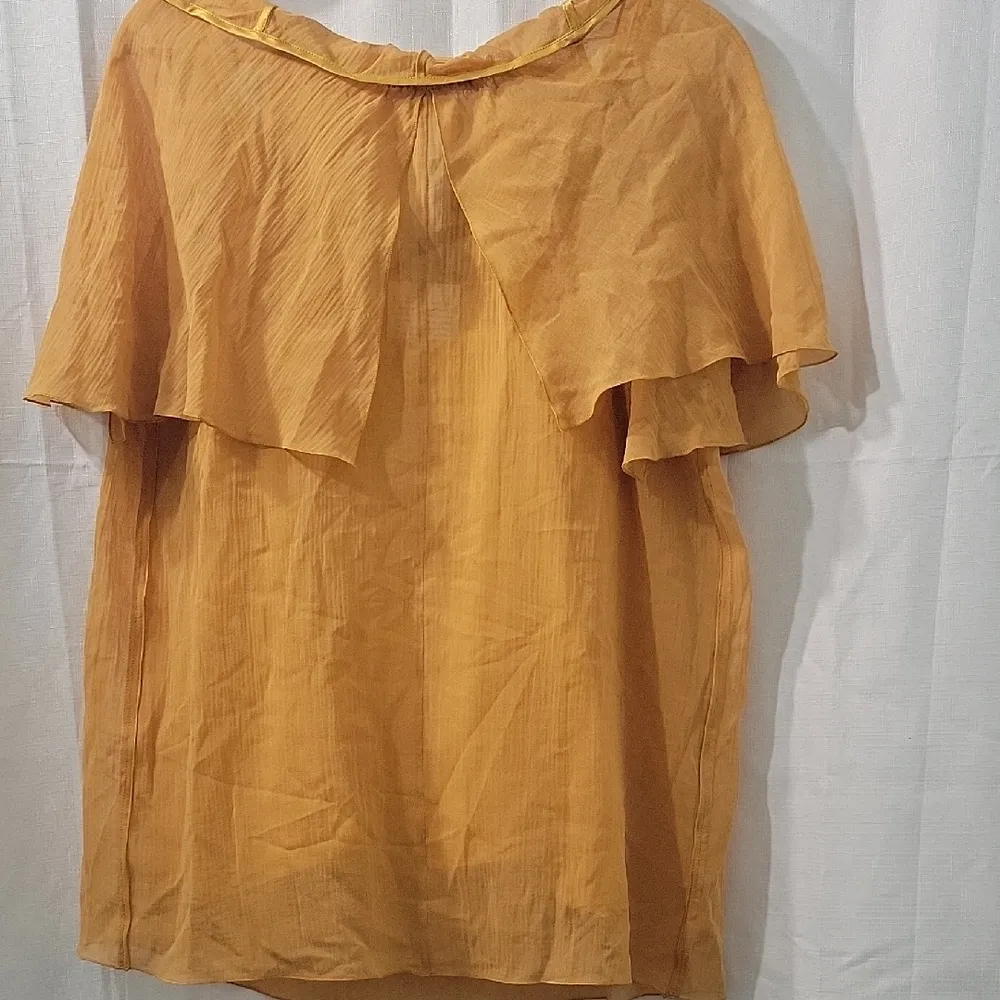 Marc Jacobs Mustard Ruffled Silk  Blouse Size 4 - Image 2