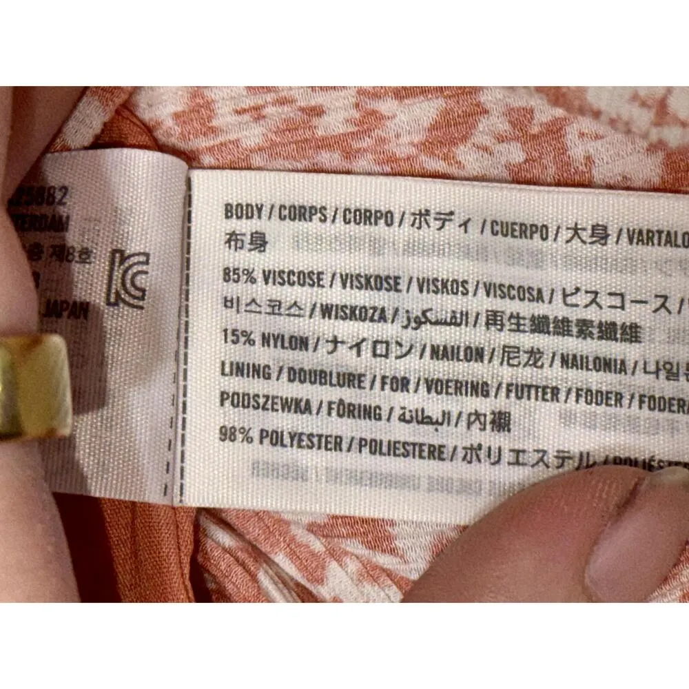 NEW Abercrombie & Fitch Orange White Sleeveless V-Neck Sundress Midi Dress Sz L - Image 5