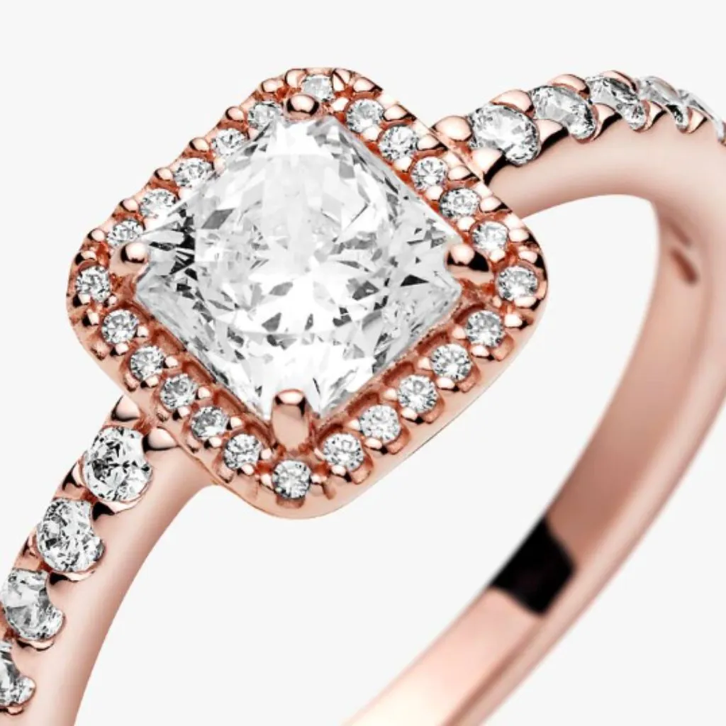 Pandora Square Sparkle Halo Ring 14k rose gold plating - Image 5