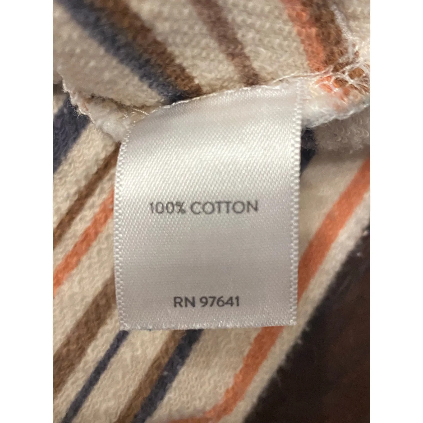 J. Jill Pure Jill 100%‎ Cotton Coastal Stripes Sweatshirt Kangaroo Pocket Medium White - Image 8