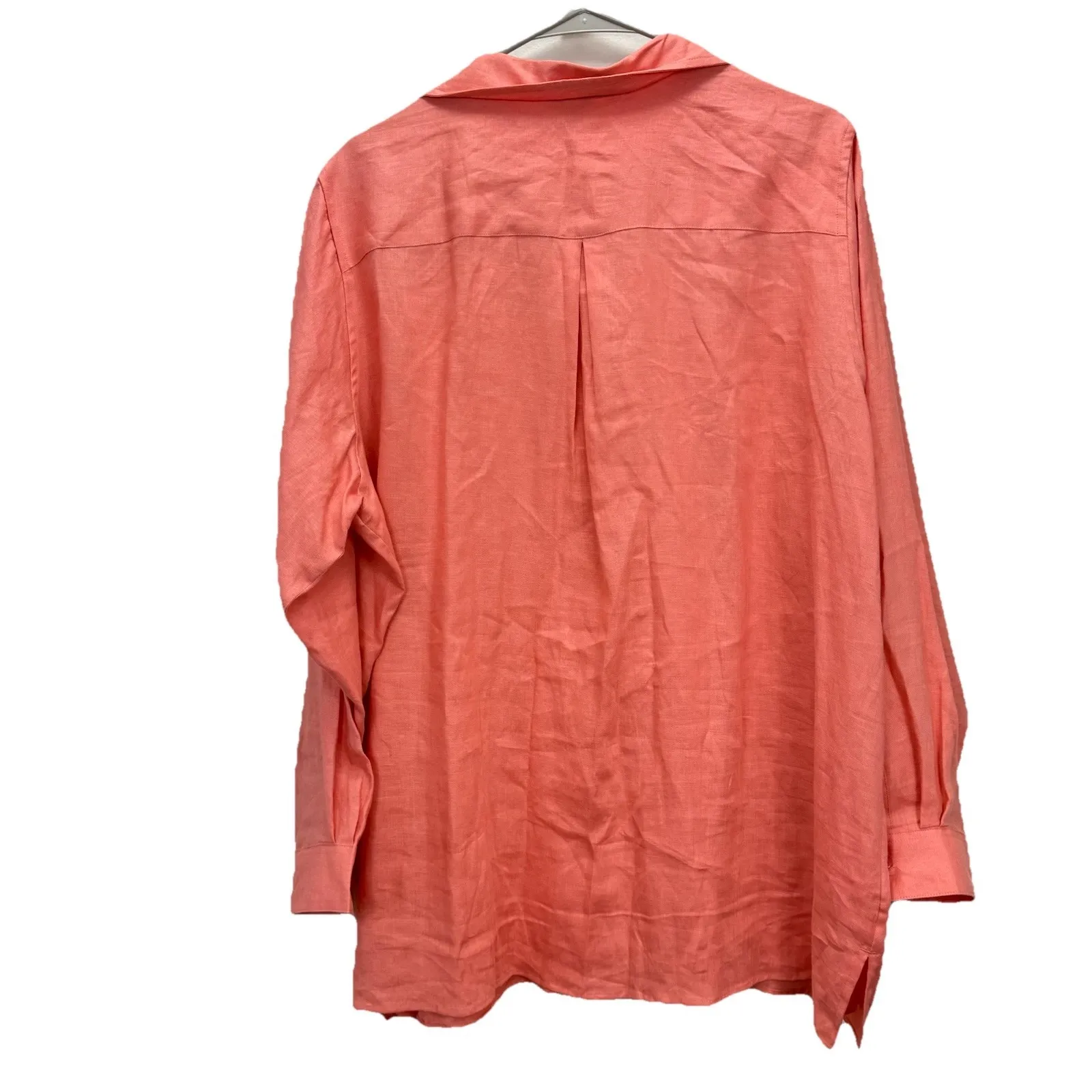 LL Bean Coral Orange Premium Washable Linen Long Sleeve Button Up Shirt Size 1X - Image 6
