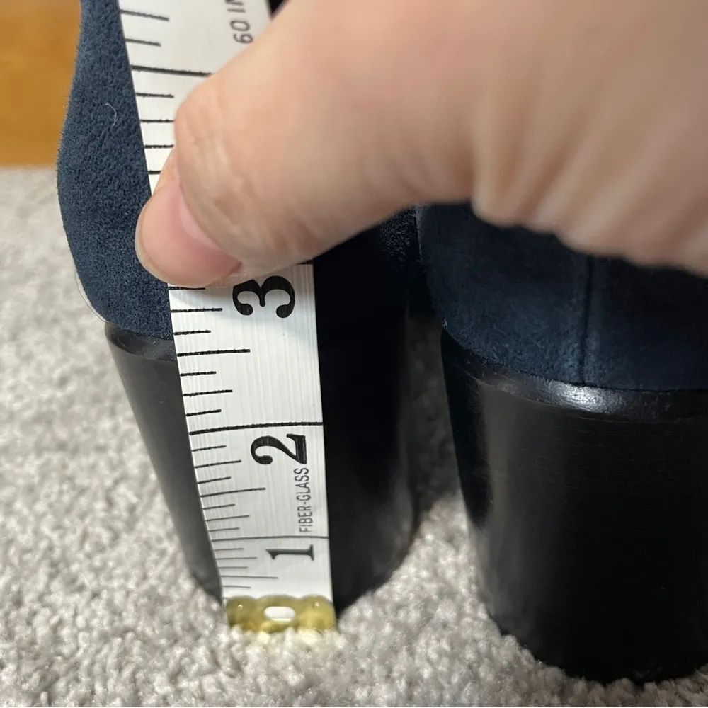 Clarks Artisan Tarah Brae Suede Block Heels Navy Blue‎ Green Color Block Size 6M - Image 10