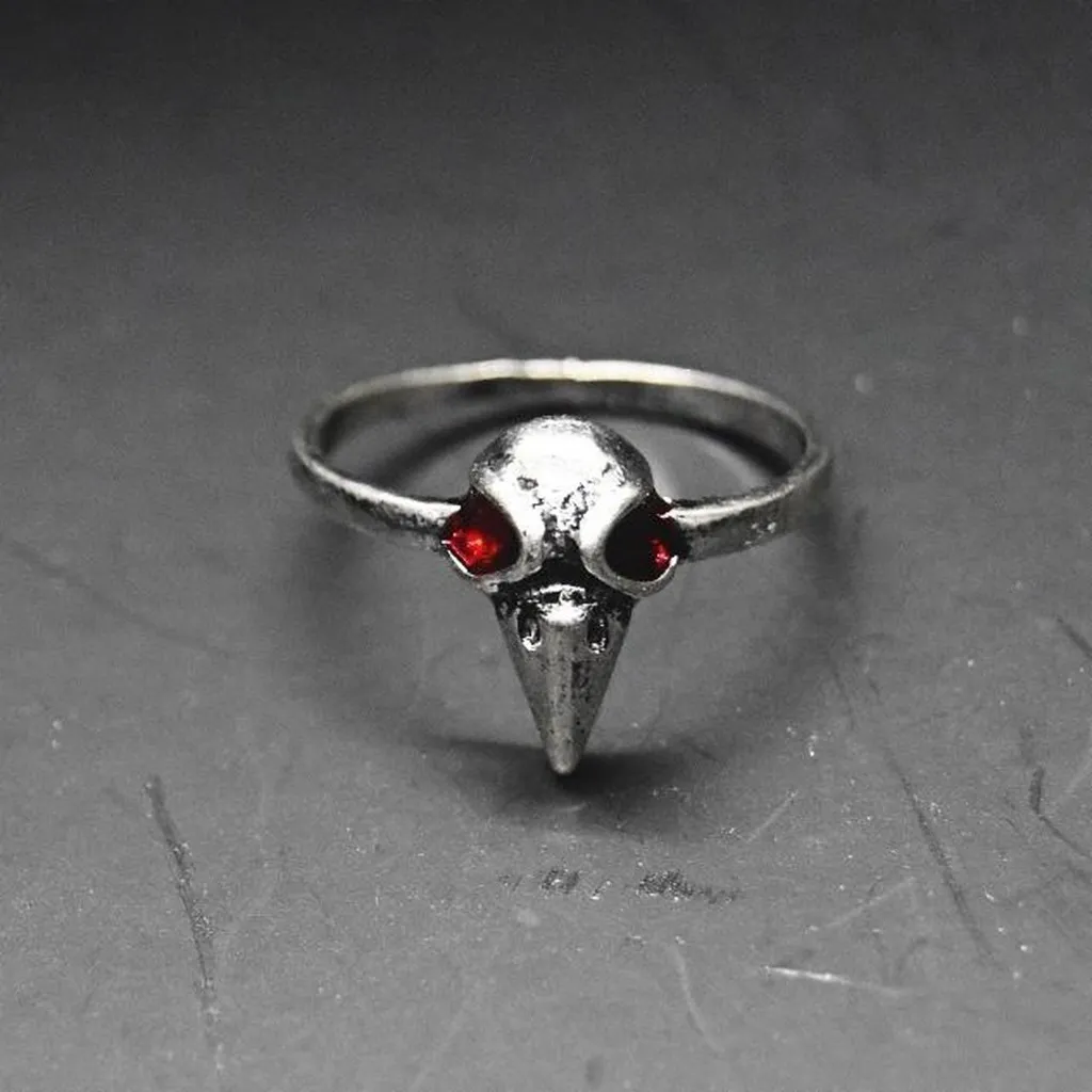 Gothic Raven Head Ring Silver - Image 3