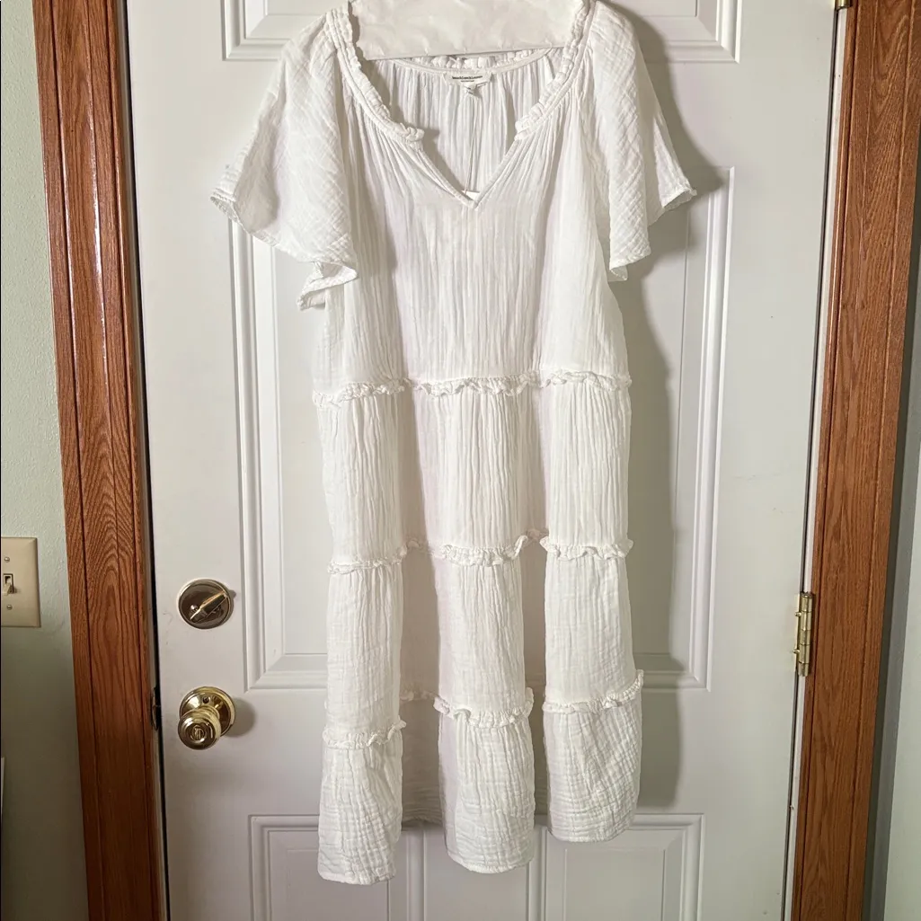 NWT CAMILA 100% COTTON GAUZE TIERED DRESS IN WHITE Coastal Grandma Beach - Image 4