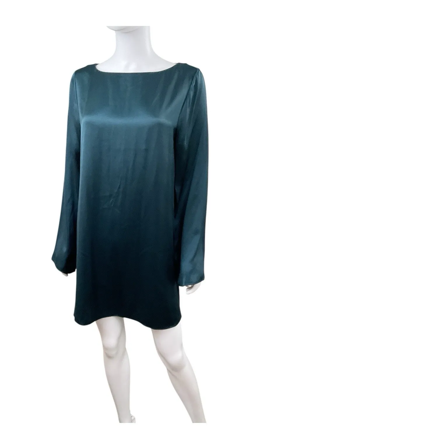 Madewell Satin Shift Mini Dress in Smokey Spruce Size Medium - Image 2