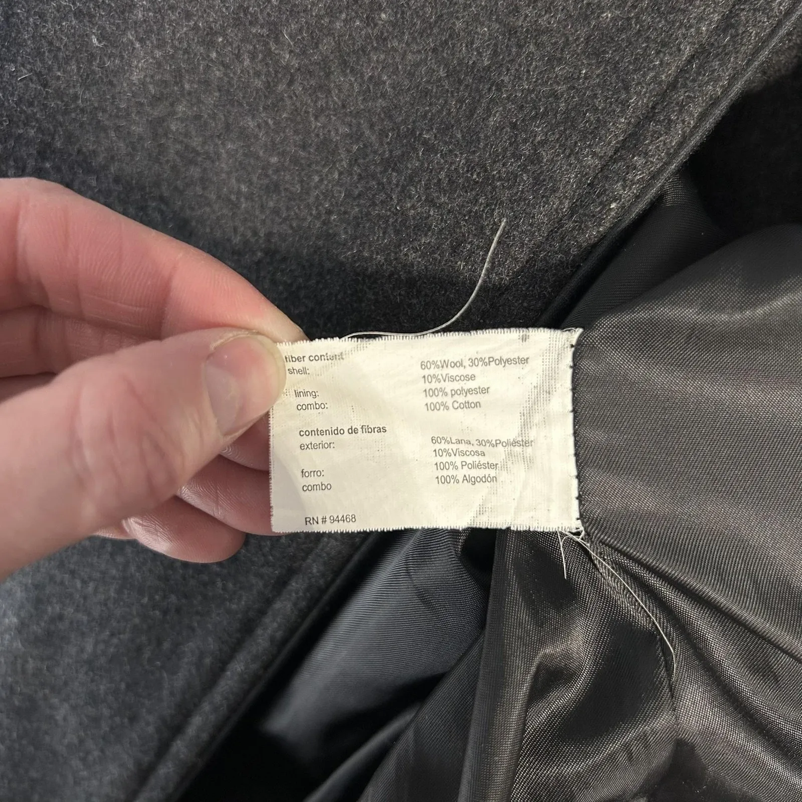 Donnybrook Coat Womens Large Wool Blend Hooded Velvet Trim Button Front Long Gray - Image 11