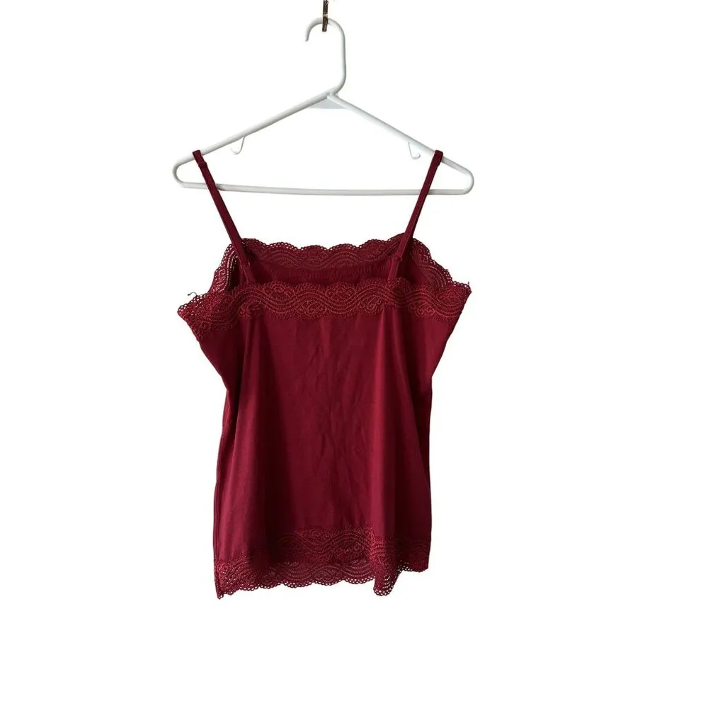 Ann Taylor Lace Trim Cami Tank Top Red Y2K Office Siren Corp Core Sz M - Image 7