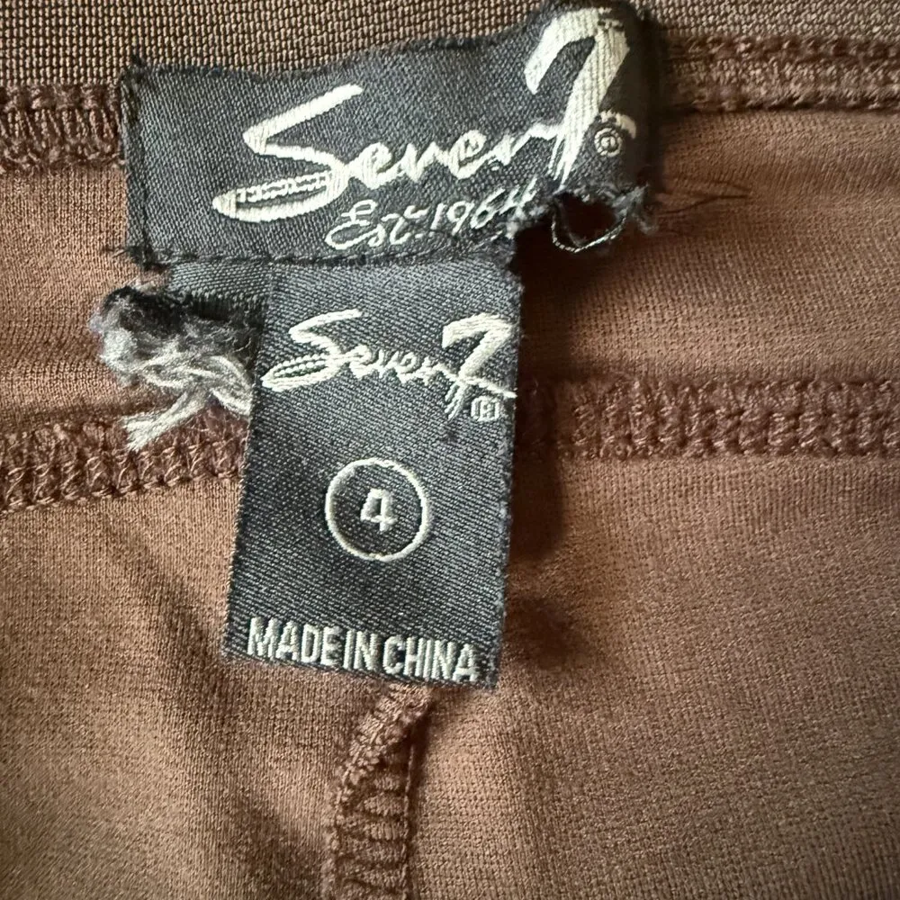 Seven7 brown sueded high rise stretchy leggings women's size 4 - Image 7