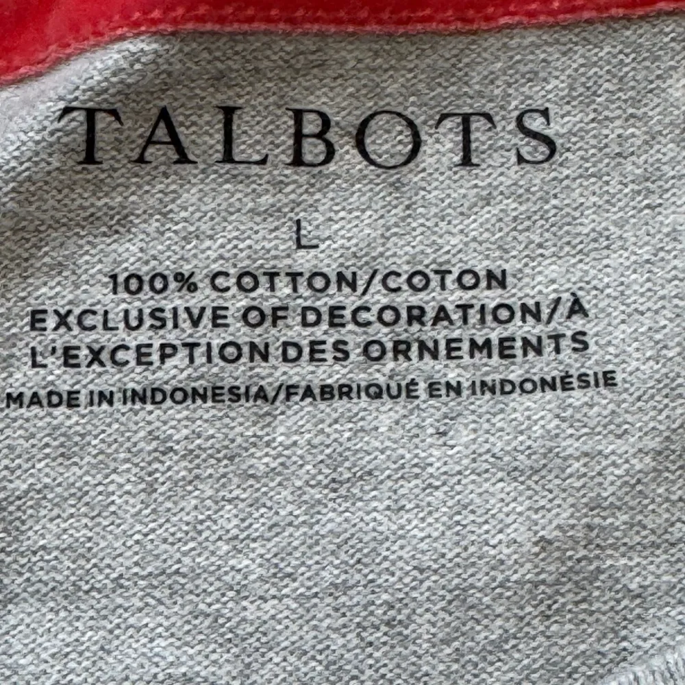 Talbots Authentic Talbots Gray Orange Snowball Stripe Long Sleeve Tee Large - Image 3