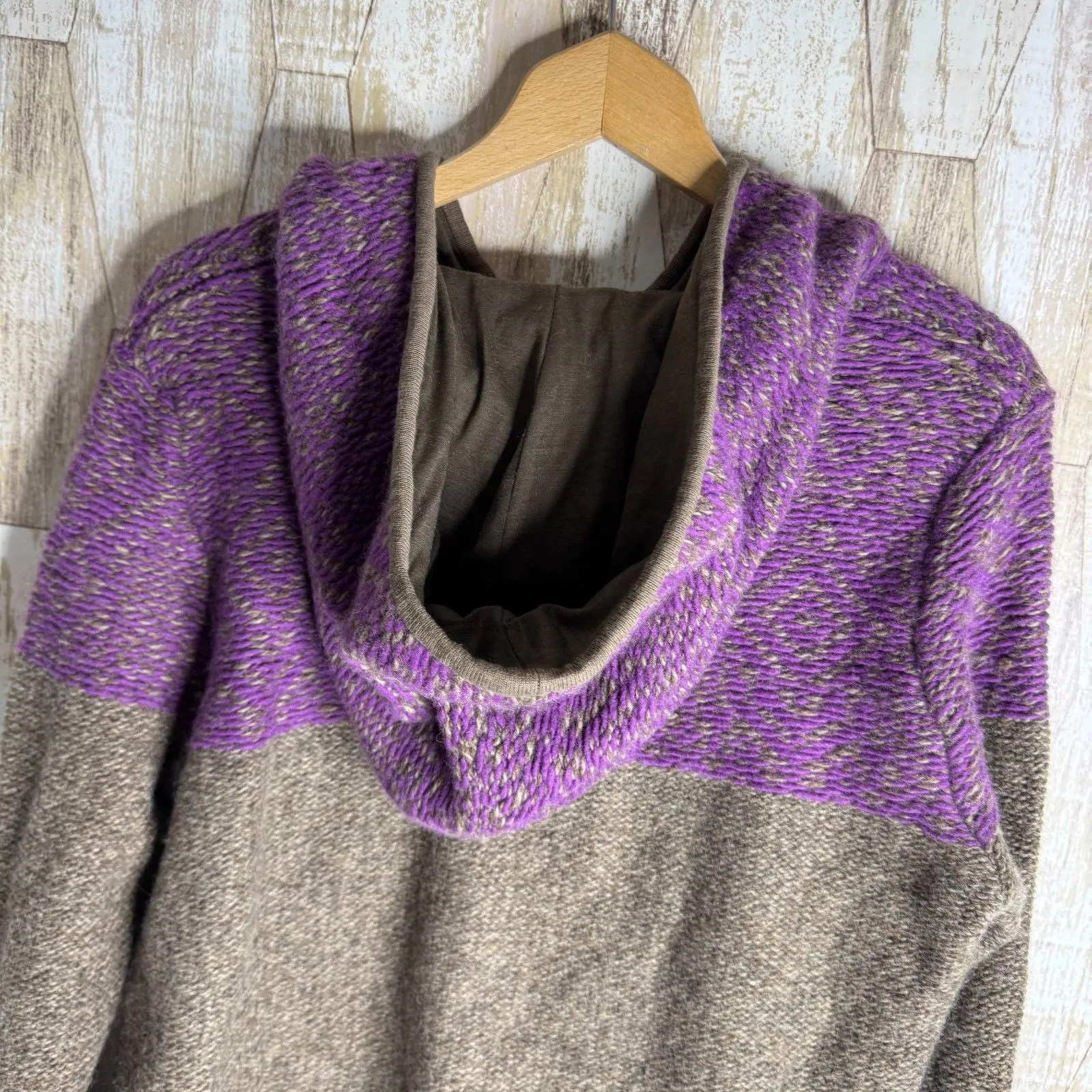 Gander Mtn Guide Series 1/4 Zip Hooded Wool Blend Sweater‎ Purple XL Lagenlook - Image 6