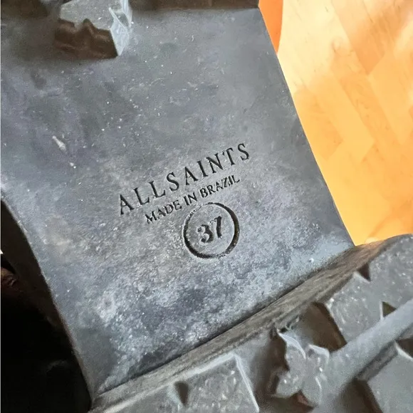 ALL SAINTS Black Leather Nubuck Moto Buckle Boots Women’s Size‎ 37 - Image 11