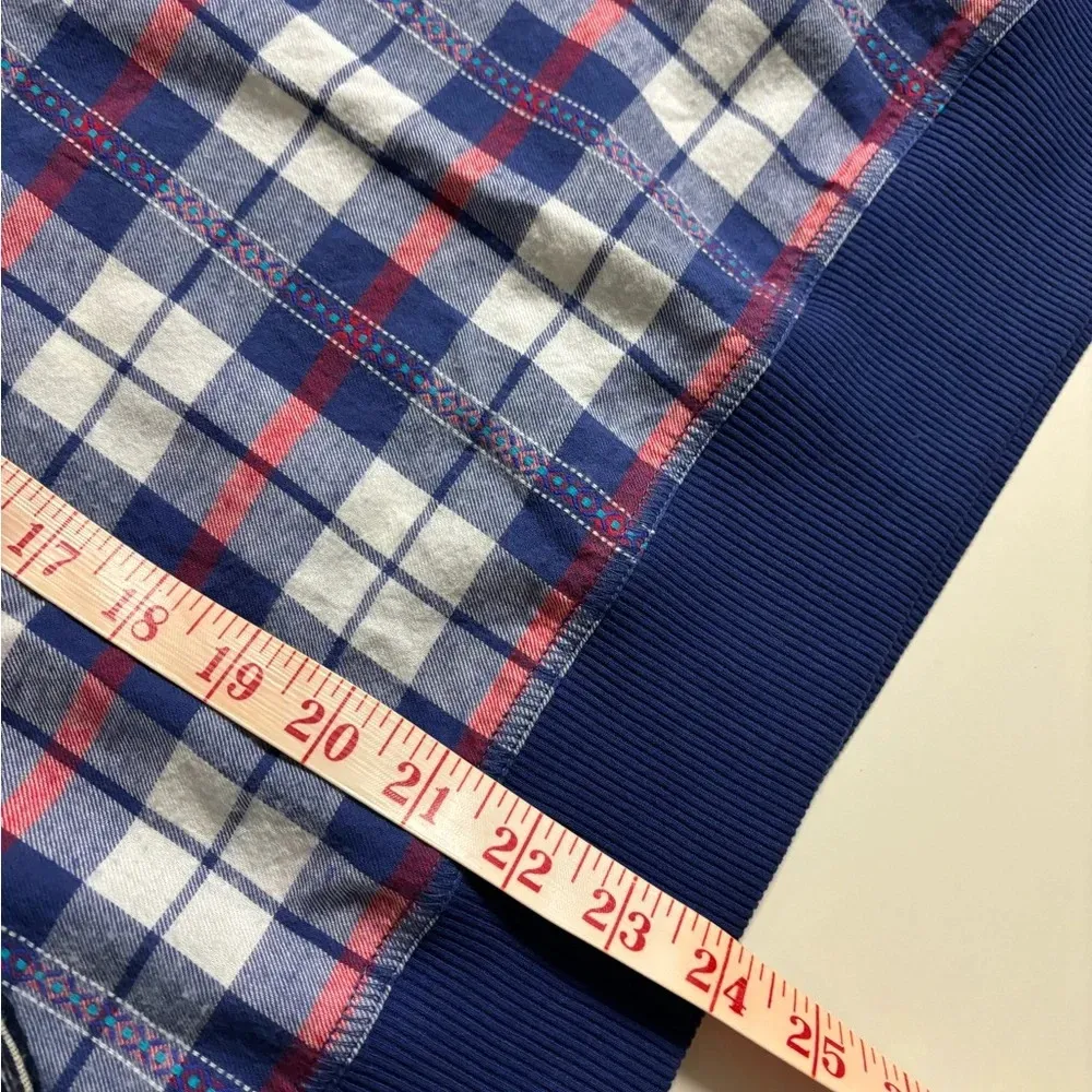 Aerie Flannel Cotton Blue and White Pullover Sweatshirt Size Medium Top - Image 4