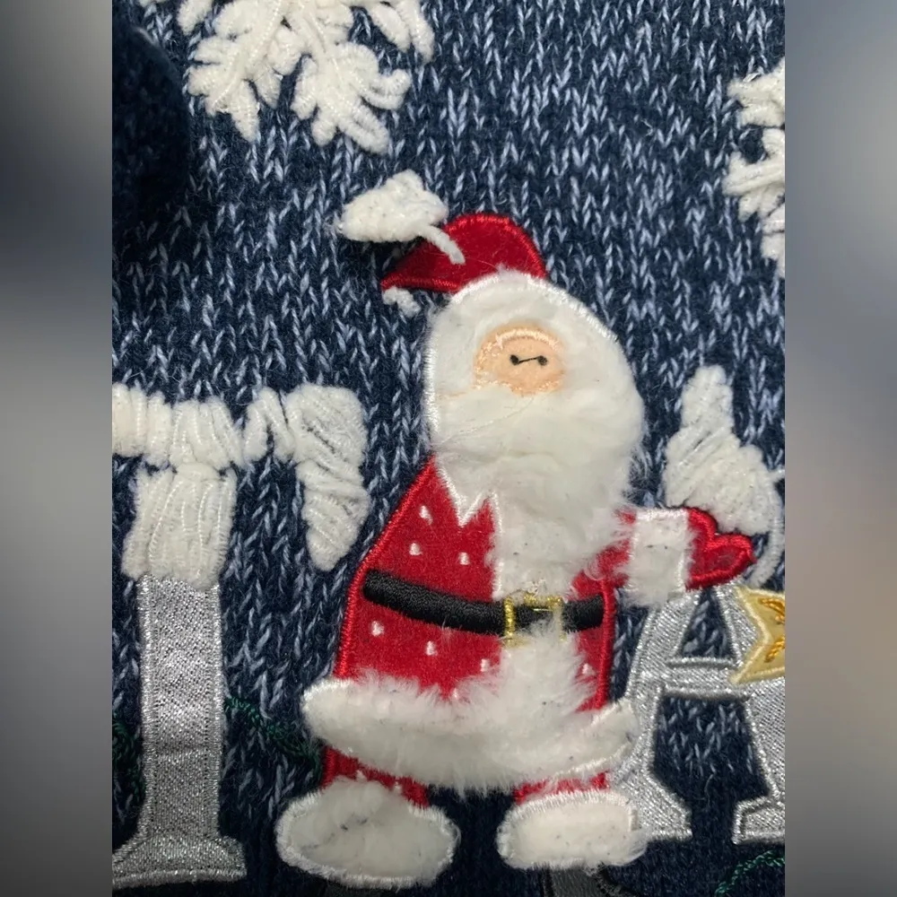 Al Point Vintage Ugly Christmas Sweater EUC Blue Size L - Image 5