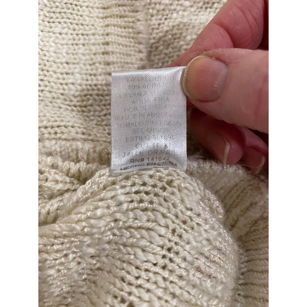 She + Sky Long Sleeve Lace Up Back Tunic Sweater Cream Women's Size Large - Image 8