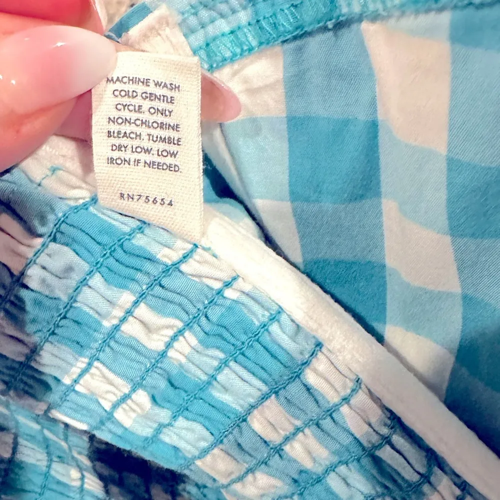 💙SALE3/$25 GILLY HICKS SYDNEY BLUE WHITE CHECK BUSTIER SLEEVELESS SMOCK CROP TOP - Image 8