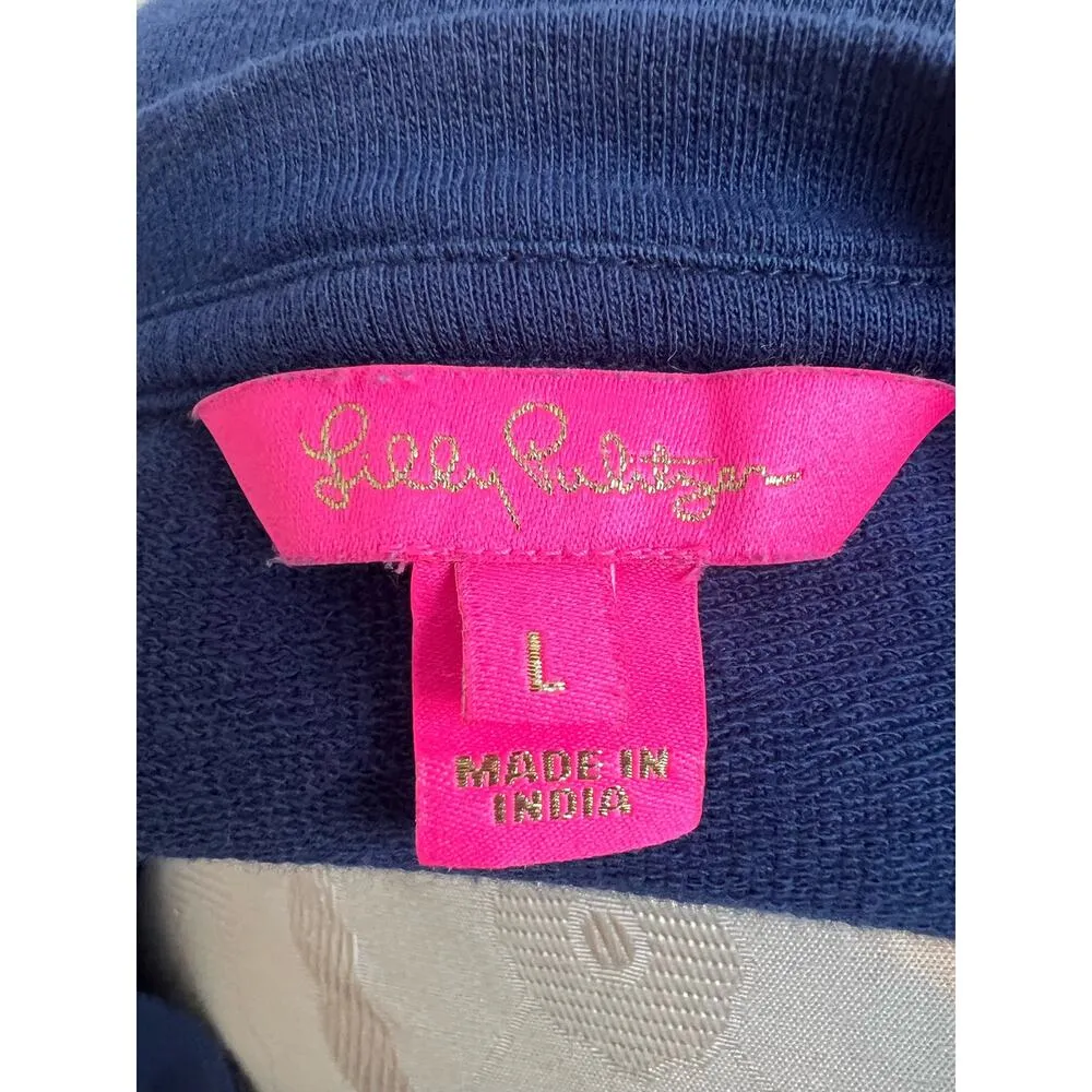 Lilly Pulitzer Rami Embroidered Navy Sweatshirt Large - Image 6