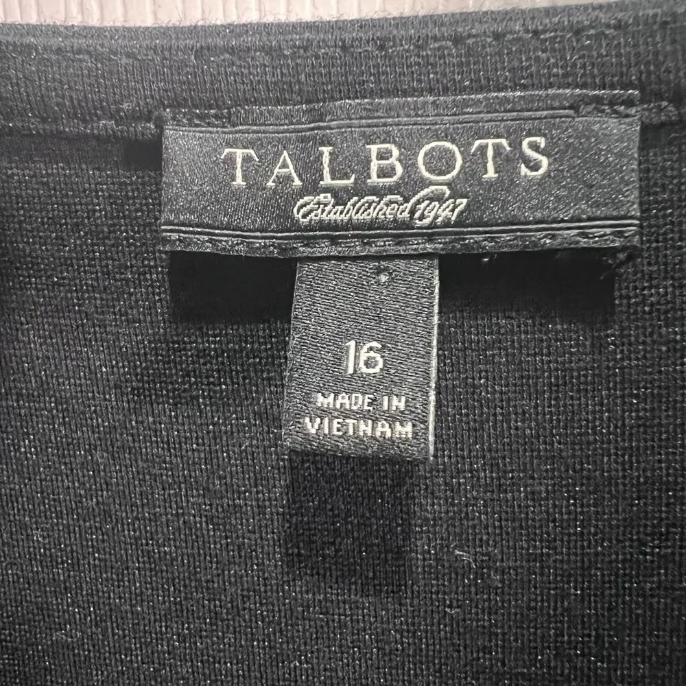 Talbots Size 16 v-neck sleeveless Black Dress midi knee length professional plus - Image 3